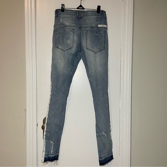 KOLLAR Distressed Stripe Denim Skinny Jean size 28 - Picture 9 of 11